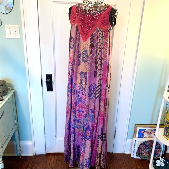 Hemant & Nandita RARE beaded silk maxi dress - Picture 5 of 7